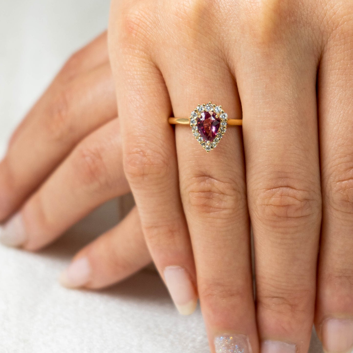 Florence Solitaire Ring - Padparadscha & Diamond 1.35 ct