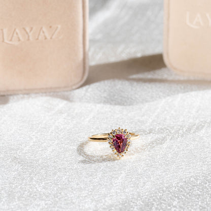 Florence Solitaire Ring - Padparadscha & Diamond 1.35 ct